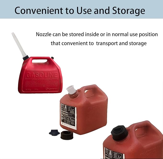 Replacement Gas Can Spouts Improved Design Gasket Flexible Pour Nozzle with Vent Cap for Older Gas Can Fuel Water Jug 1 2 5 Gallon White
