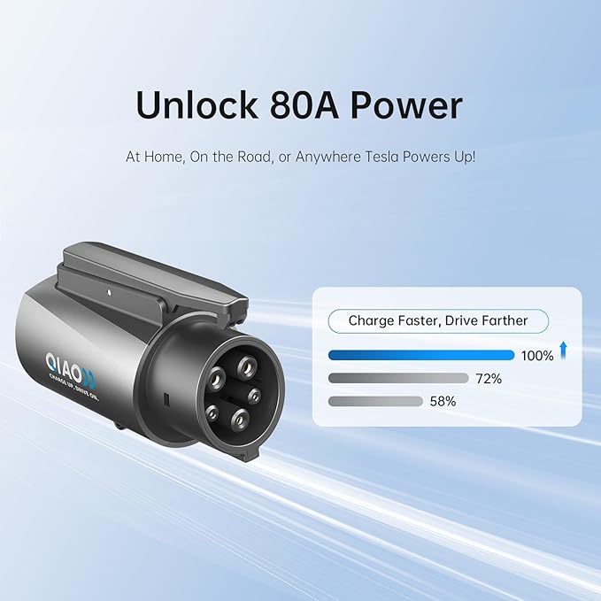 QIAO)) Upgraded Tesla to J1772 Adapter, Max 80A/250V NACS to J1772 Charger with Extreme Weather Protection & Anti-Drop Safety Lock for J1772 EVs on Tesla Home/Destination Chargers (Not Supercharger)