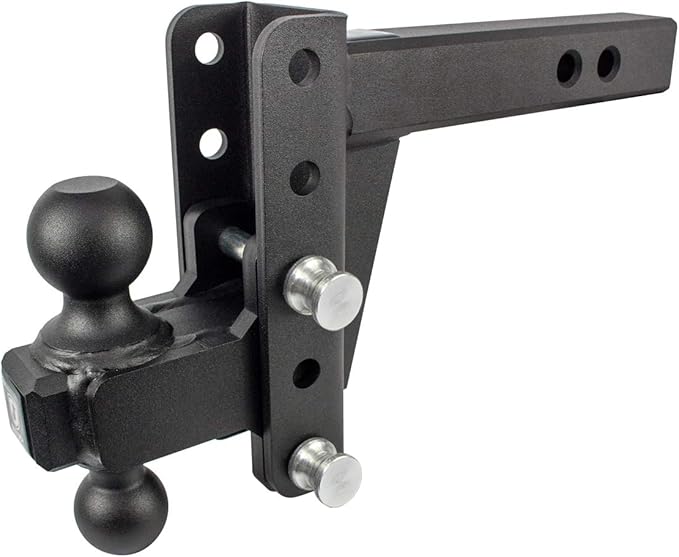 BulletProof Hitches - 2.0" Adjustable Extreme Duty Trailer Hitch (30,000 lb. Rating) - 4" Drop/Rise with 2" and 2 5/16" Dual Ball - Powder Coat, Solid Steel, Corrosion-Resistant