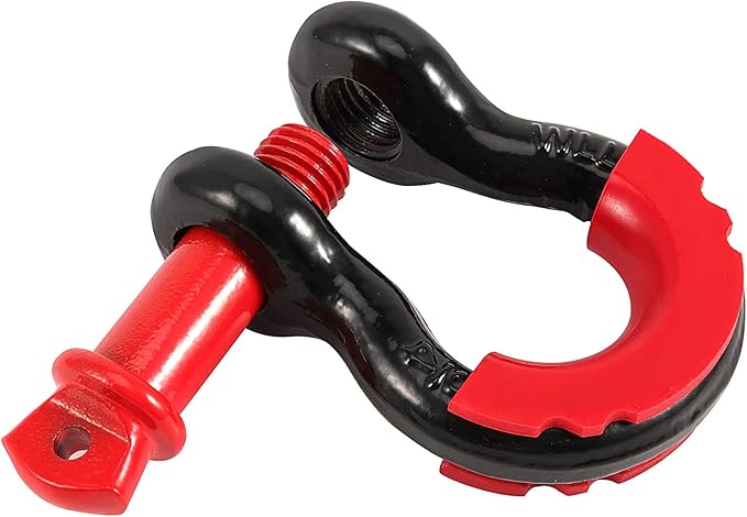 4 Pack 3/4 Inch D Ring Shackle, Heavy Duty D Ring Towing Shackle with 7/8 Pin, Maximum Break Strength 41887 Lbs, 19 Ton, Bow Shackle for Tow Strap, Winch, Off Road, Towing, Vehicle Recovery