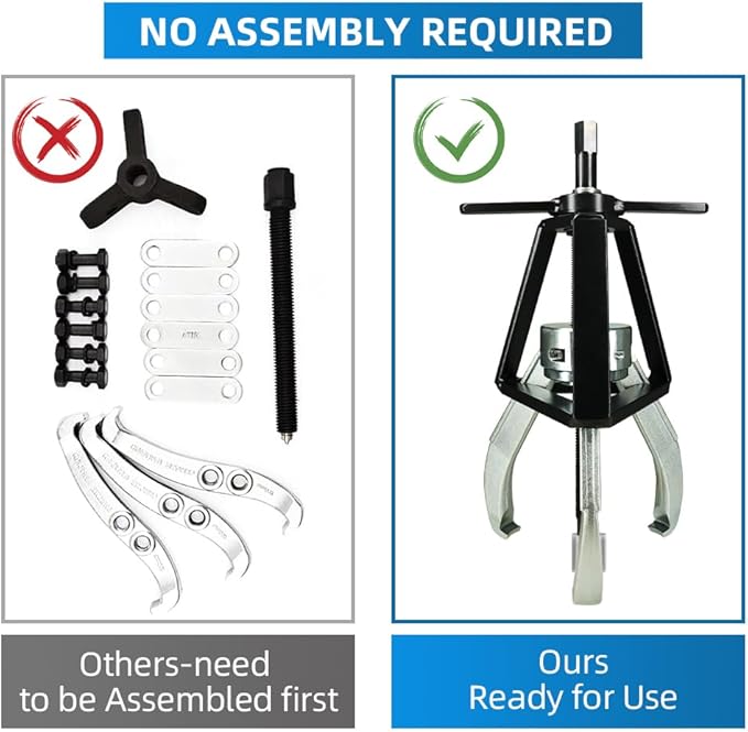 BESTOOL 3 Jaw Gear Puller, 2 Ton Pulley Puller Tool, Removal Tool for Gears, Pulley, Flywheel