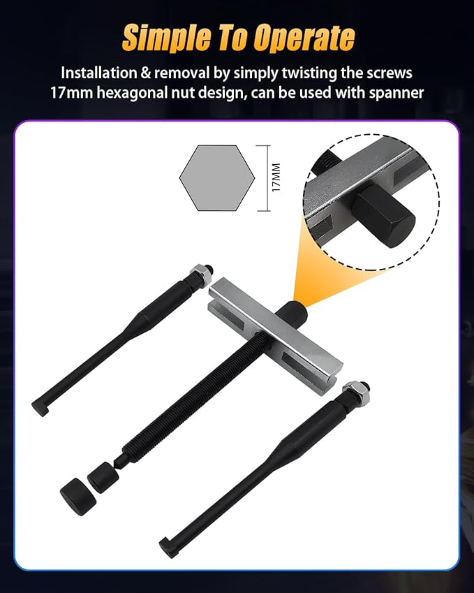 Steering Wheel Puller Set, Car Steering Wheel Removal Tool Kit for Different Vehicles, 1.5 to 3.3 Inch Adjustable Distance