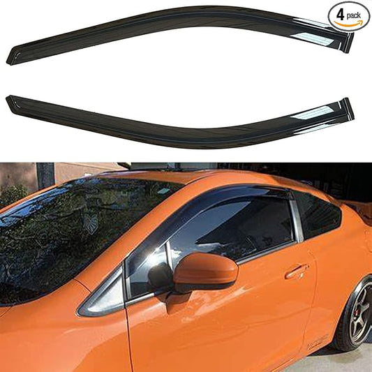 Original 2pcs Side Window Deflectors, Outside Mount Tape-On Rain Guards Set, Nice Side Window Visors Compatible with 2006-2011 Civic 2-Door Coupe Only |92410|