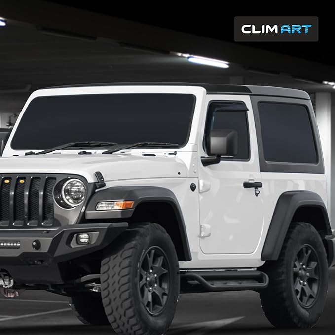 CLIM ART in-Channel Incredibly Durable Rain Guards for Jeep Wrangler JL 2018-2026/Jeep Gladiator 2020-2026, Original Window Deflectors, Vent Window Visors, Vent Deflector, 2 pcs. - 318169