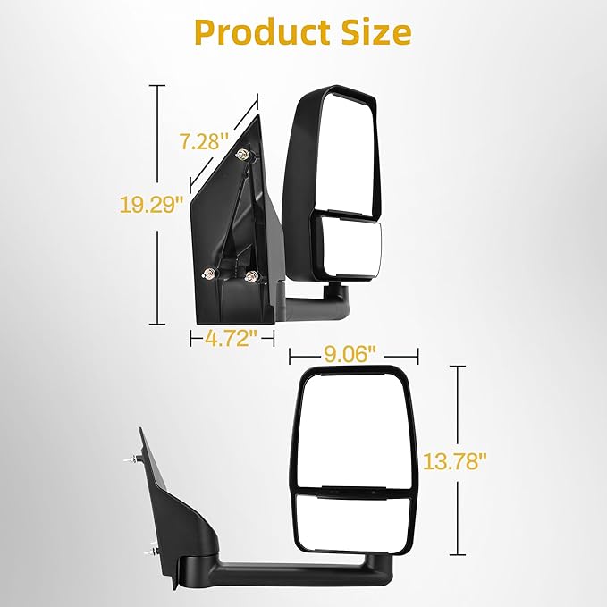 DWVO Right Passenger Side Mirror Compatible with 2003-2019 Chevy Express GMC Savana 1500 2500 3500, Towing Mirror with Manual Folding Manual Adjustment Door Mirror Tow Mirror Black Housing