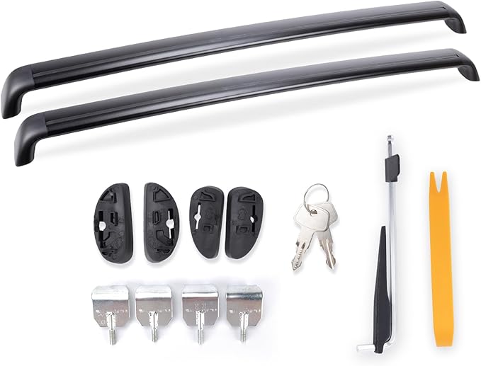 2PCS Cross Bar Roof Racks Compatible with 2021-2025 Tesla Model Y Juniper, 176LB Load Capacity, Lockable Luggage Cargo Rails Carrier Accessories Fits Bikes Kayaks Ski Tent Roof Box