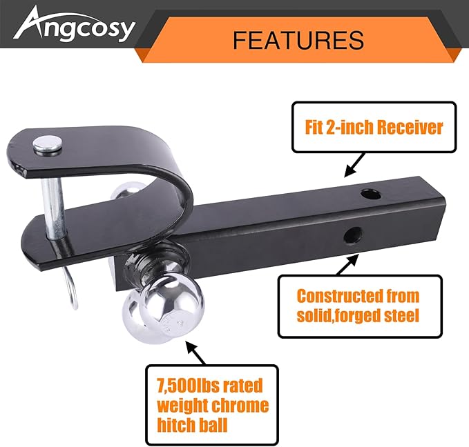 Multi-Function Hitch Ball Mount with Clevis and Pintle Hook Combo - 3 Ball Sizes for 2" Hitches, Up to 10K Towing Capacity