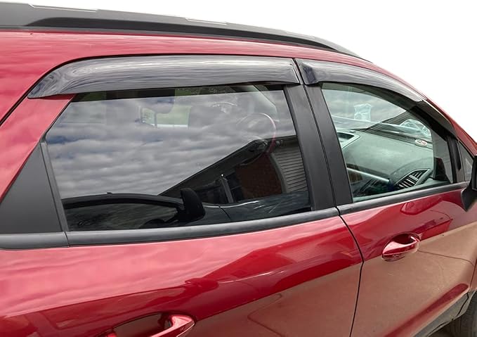 2018-2022 Tinted Tape-On Rain Guards for Ford EcoSport Side Window Visor Deflectors S Se Titanium Durable Tinted Shades 2019 2020 2021