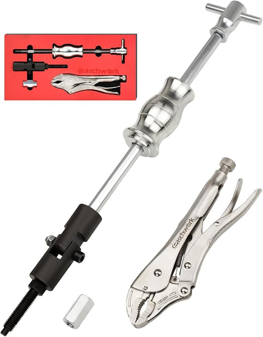 Locking Pliers Slide Hammer Puller with Quick Release Swivel Connector for Nail Bolt Pin Seal CV Axle Removal Tool,Silver