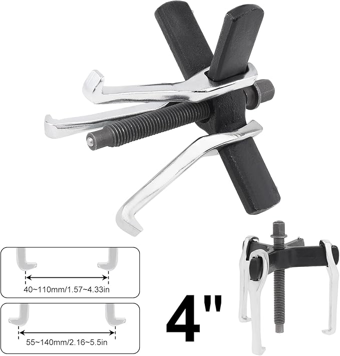 ChgImposs 4" 2 Jaw 3 Jaw Gear Puller, Adjustable Bearing Puller, Reversible Removal Tool for Internal External Pulling, Puller Tool for Removal of Pulleys Flywheels Bearings Gears