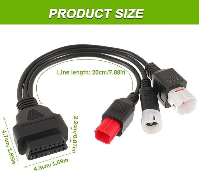3-in-1 OBD2 Diagnostic Adapter Cable 3Pin+4Pin+6Pin to 16Pin Multiple Select Diagnostic Connector Fit for Yamaha Kline Euro5 Motorcycle Honda CRF KTM