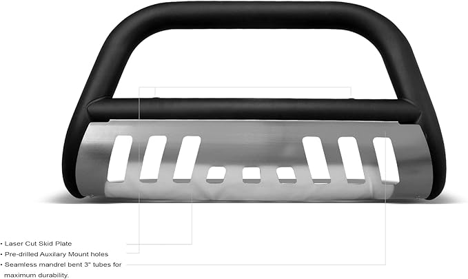 Armordillo 8705230 Classic Series Bull Bar - Matte Black with Aluminum Skid Plate Fits 2019-2021 Chevy Silveardo/GMC Sierra 1500
