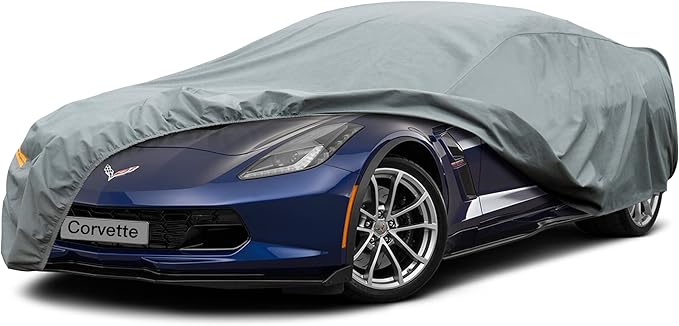Kayme Heavy Duty Car Cover Custom Fit Chevrolet Chevy Corvette (C3 C4 C5 C6 C7 C8 1968-2025) Coupe Convertible Targa, Full Exterior Covers Waterproof All Weather for Automobiles