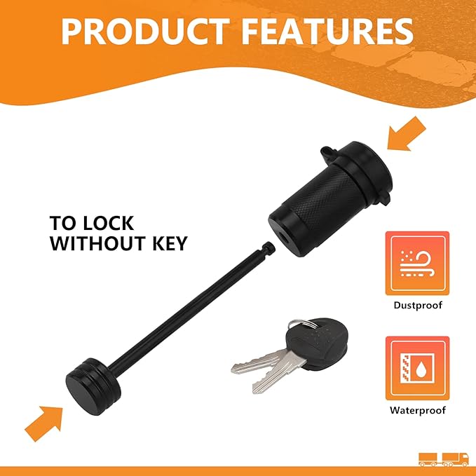 Trailer Coupler Lock 1/4" Dia, Trailer Tongue Lock with 3-1/2 Inch Span Fits Latch-Type Coupler, Solid Coupler Lock with Keys for Towing Boat Truck RV Car Trailer (1Pack)