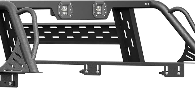 13.8" High Overland Bed Racks Truck Cargo Carrier Compatible with 2007-2013 Toyota Tundra with 2 LED Lights and Bed Rails, Full-Size Truck Rear Ladder Rack Back Cross Bars