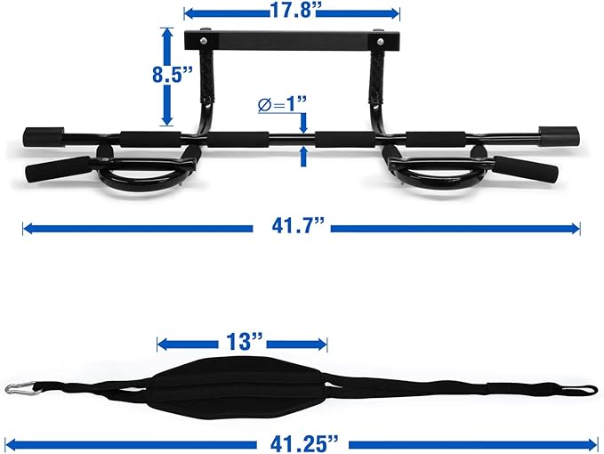 Yes4All Heavy Duty Doorway Pull-Up Bar - Multi-Grip, Solid Bar Construction