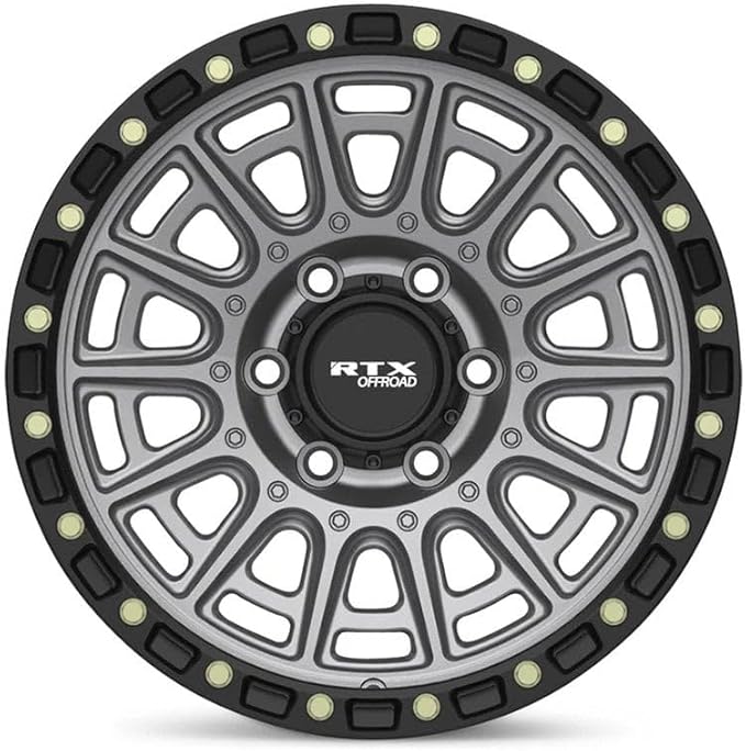 20x9 inch Custom Wheel - Matte Gunmetal with Black Lip and Milled Rivets Offroad Design Aluminum Alloy Rim Offroad Bolt- Pattern 6x139.7 mm Offset 10 mm