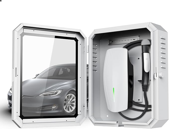 Charger Box for Tesla Gen 3, Outdoor Wall Charger Cover for Tesla Accessories, Rainproof Dustproof Wall Connector Charging Cable Organizer Tesla Charger Lock Box