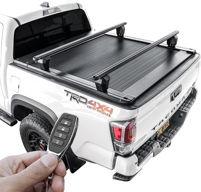 Syneticusa ER Power Retract Hard Tonneau Cover with Crossbars Fits 2016-2026 Tacoma 5' Bed Off Road Retractable