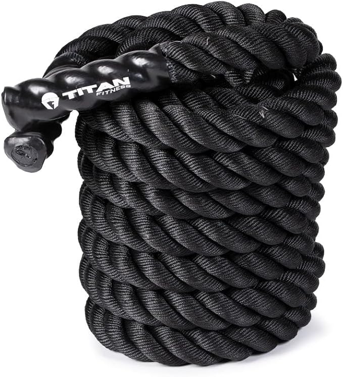 Titan Fitness Battle Rope 40ft x 2in, Poly Dacron Heavy Rope for Home Gym Conditioning Workouts, Cross-Train, Strength Training Exercises