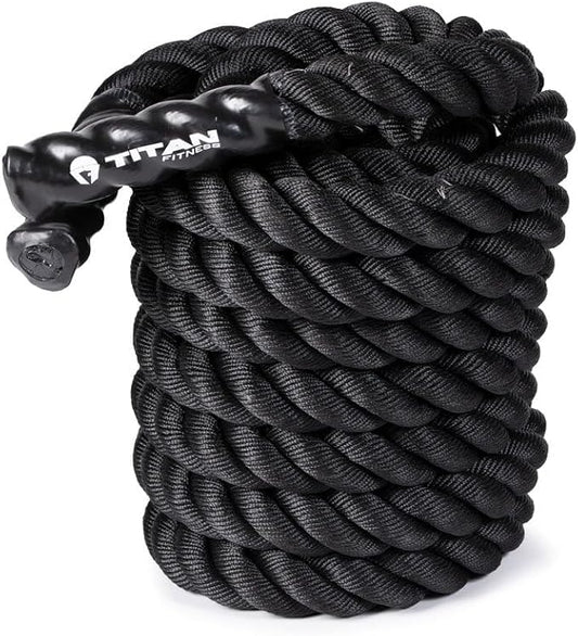Titan Fitness Battle Rope 40ft x 2in, Poly Dacron Heavy Rope for Home Gym Conditioning Workouts, Cross-Train, Strength Training Exercises