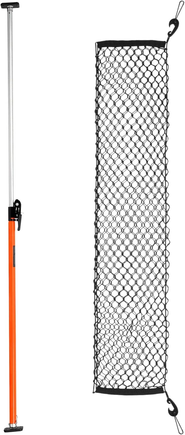 VEVOR Cargo Bar, Ratcheting Cargo Bar Adjustable from 40" to 73", Heavy-Duty Steel Cargos Stabilizer with Storage Net & Non-Slip Foot Pads, Telescoping Load Lock Bars Stop Sliding for SUVs, Sedans