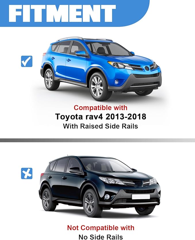 FengYu 300lb Lockable Roof Rack Cross Bars Compatible with Toyota Rav4 2013 2014 2015 2016 2017 2018, Heavy Duty Aluminum Roof Rails Crossbars Cargo Bars Canoe Rooftop Black Carrier Luggage