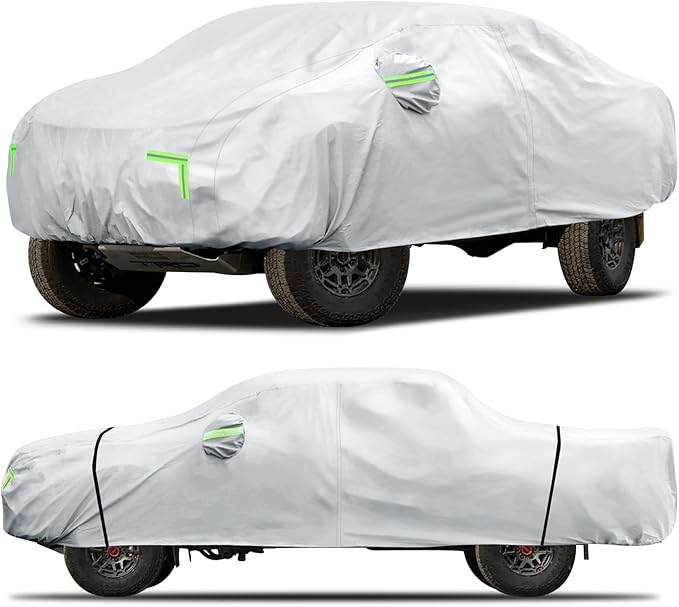 Car Cover Custom Fit for Toyota Tacoma 2005-2023,6 Layers Truck Cover Waterproof All Weather for Automobiles,Outdoor Full Exterior Cover,Rain, Sun, Wind Protection,Silver