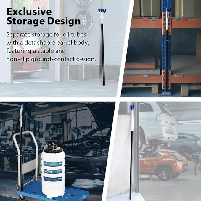 FIRSTINFO A1106USY5 Patented Third Generation 15L Taiwan Pneumatic/Manual Oil Vacuum Extractor | Safety Pressure Gauge | 51 Inch Tube | 11.8 feet Tubes Length | Thinnest Tube