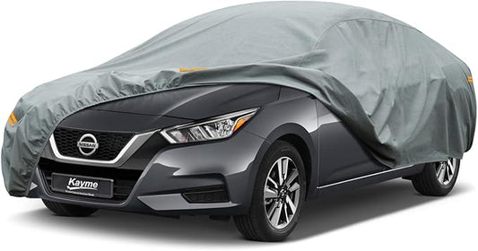 Kayme Heavy Duty Car Cover Custom Fit Nissan Versa Waterproof All Weather for Automobiles, Full Exterior Covers Sun Rain UV Protection.（Deliver About 3-10 Days）