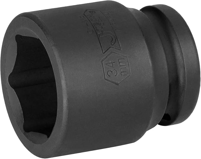 Jetech 3/4 Inch Drive 34mm Standard Impact Socket, Made with Chrome Molybdenum Alloy Steel, Heat Treated, 6-Point Design, Metric