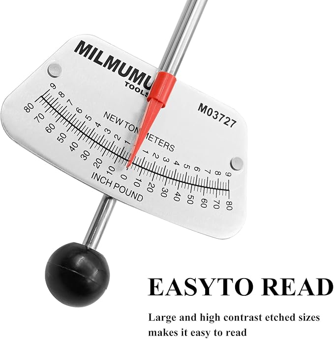 1/4" Drive Beam Torque Wrench Precision Instrument-Compatible with SAE and MM Bicycle and Automotive Wrench -0-80 Inch-Pounds, 0-9 Newton Meters