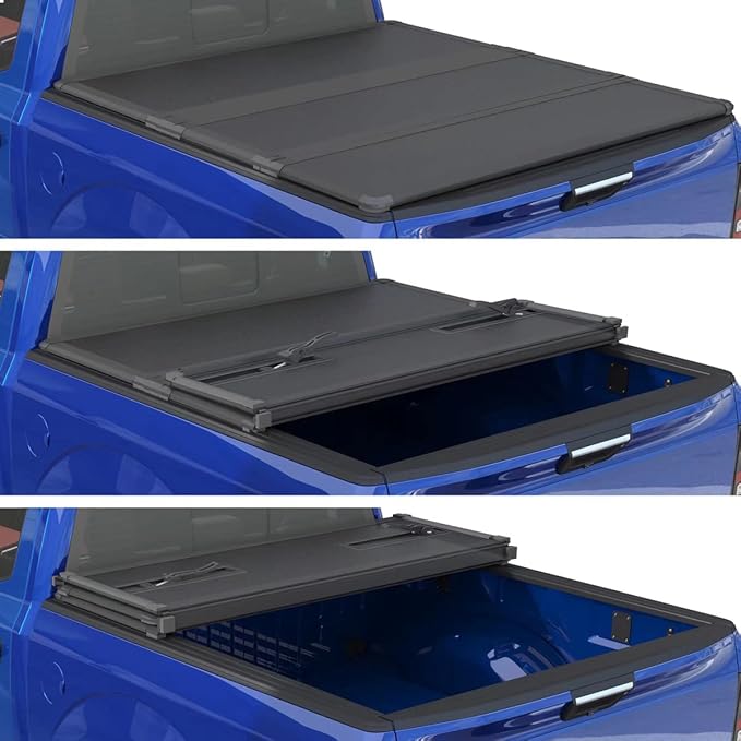 Kikito Professional FRP Hard Tri-Fold Truck Bed Tonneau Cover for 2017-2025 Titan 5.5ft (67in) Bed (for Models with or Without The Utili-Track System)
