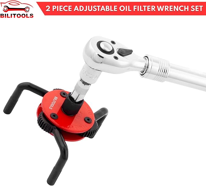 BILITOOLS Oil Filter Removal Tool, Universal Oil Filter Wrench Set Adjustable 2-1/2 to 4 inch & 3 to 5-1/8 inch, 1/2" Drive
