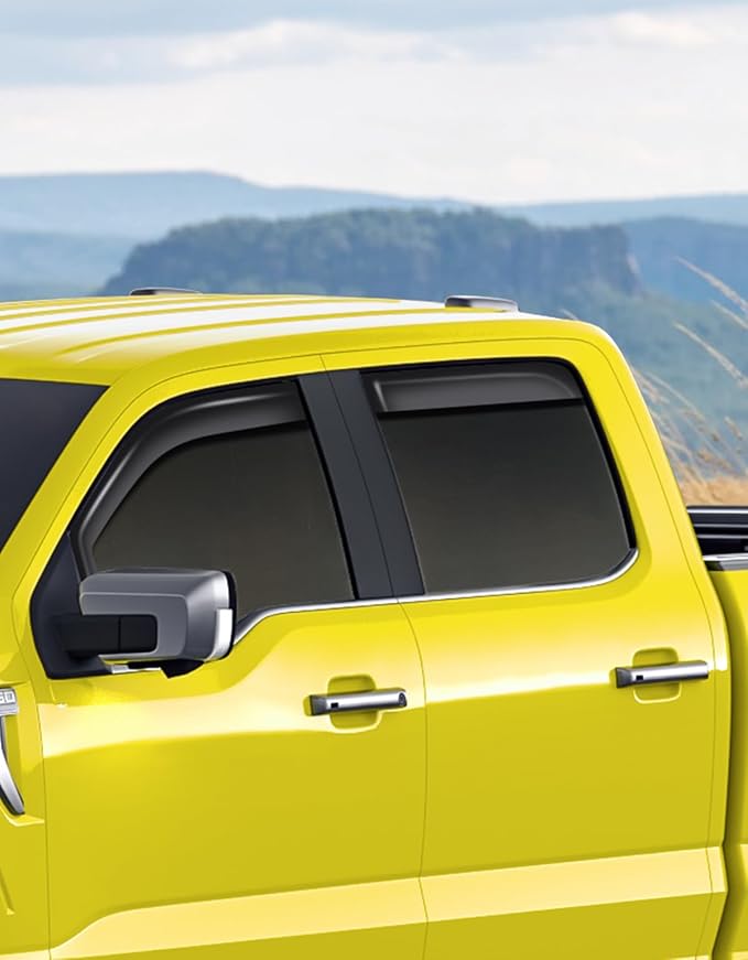 in-Channel Window Rain Guards Fit for Truck F150 2021-2026 SuperCrew Extra Truck Rain Guard Durable Window Deflectors Vent Visors Vent Shades Window Visor Exterior Car Accessories - 4 pcs