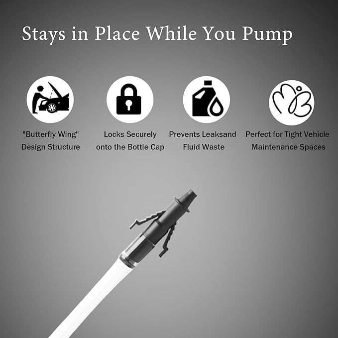 Automotive Fluid Transfer Hand Pump, 30cc Capacity for Gallon Bottles, Oil and Antifreeze Transfer, Wide Mouth Quart Bottles