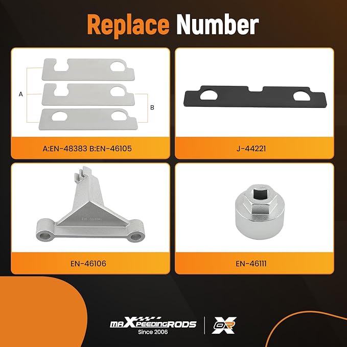 maXpeedingrods Camshaft Retaining Aligning Timing Tool Kit for GMC Cadillac Buick Pontiac Chevrolet Opel Saab 2.8 2.9 3.0 3.2 3.5 3.6 3.7 4.2 Engine, J-44221 EN-48383 EN-46105 EN-46106 EN-46111