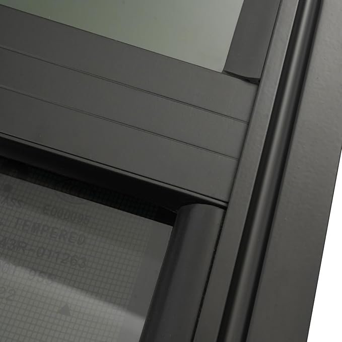 14" W x 16" H RV Window Vertical Sliding, DOT Certified - Shatterproof Tempered Tinted Glass, with Net Screen and Trim Ring, Teardrop Replacement Trailer Camper Window