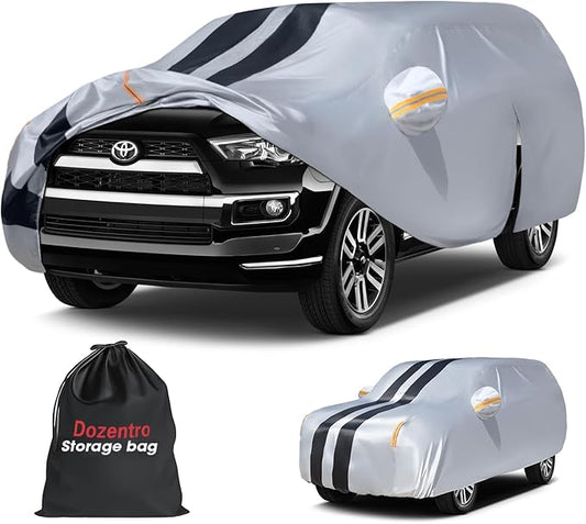 10 Layers Sedan Car Cover Custom Fit for Toyota 4Runner(2002-2025), 100% Waterproof All Weather for Automobiles, Gift with Towel, Heavy Duty Car Covers for Rain Sun UV Protection with Door Zipper.