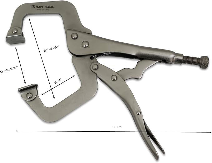 2 Pack - 11” C-Clamp Locking Pliers, Swivel Pads