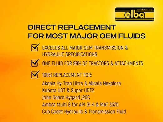 Elba Heavy Duty Tractor Hydraulic Fluid | Hydraulic Oil & Transmission Fluid | J20C Equivalent | (1 Gallon)