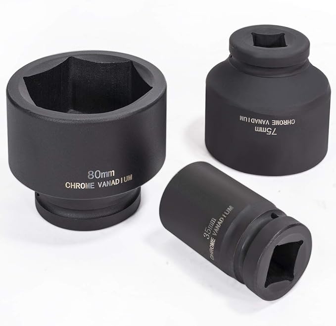 Stark USA 21-Pieces Metric Jumbo Assortment Impact Socket Set 1-inch DR Deep MM Drive Extension Bar with 27mm to 80mm Case