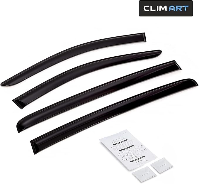 CLIM ART Incredibly Durable Rain Guards for Kia Sportage 2017-2022, Original Tape-on Window Deflectors, Vent Deflector, Vent Window Visors for Cars, Dark Smoke, Car Accessories, 4 pcs. - 416167