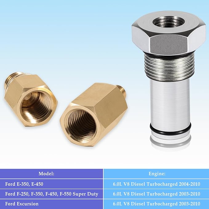 Bonbo 6.0 High Pressure Oil Pump IPR Valve Air Test Fitting Tool & Oil Rail Adapters Leak Test Kit, Fits for Ford 6.0L Powerstroke Diesel Engine (3 Pack)