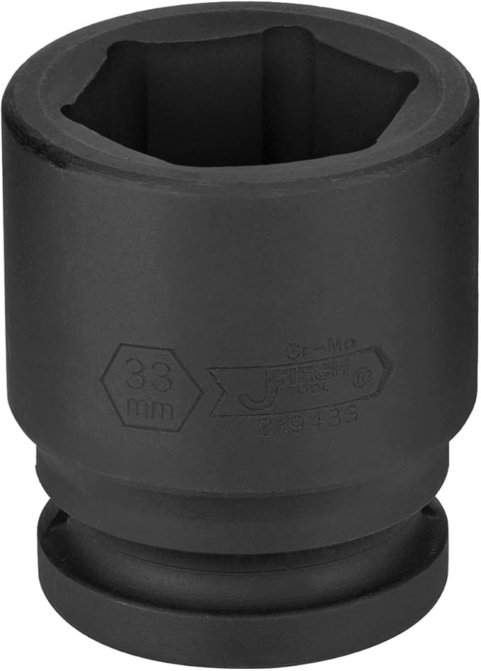 Jetech 3/4 Inch Drive 33mm Standard Impact Socket, Made with Chrome Molybdenum Alloy Steel, Heat Treated, 6-Point Design, Metric