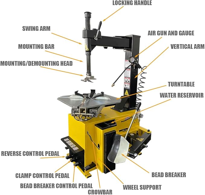 24'' Rim 1.5HP Tire Changer and 10''-24'' Rim Tire Balancer Combo and 3HP Oil-Free Air Compressor for Tire Repair and Wheel Balancing Garage Shop Equipment w/ 1 Year Full Warranty