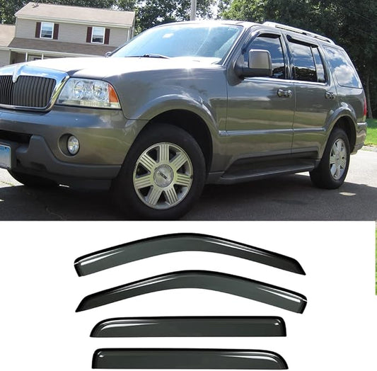 94819 Side Window Wind Deflector,4pc Outside Mount Style Nice Sun Rain Guards Set,Window Visor fit for 2002-2010 Ford Explorer & Mercury Mountaineer, 2003-2005 Lincoln Aviator