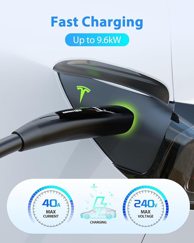Extension Cord for Tesla 21ft Extension Cable Max Support 9.6KW 40Amp 240V with NACS Plug Extension Cord for Your Level 1&2 EV Charger Tesla Wall Connector