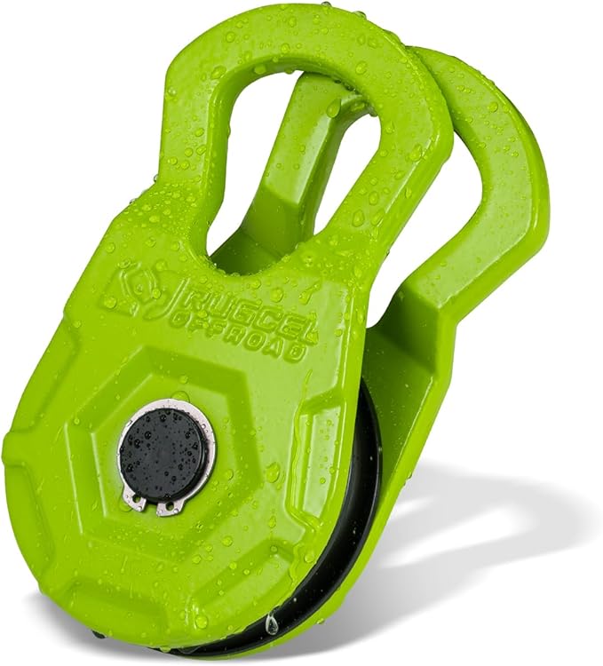 RUGCEL WINCH Snatch Block 12T, Heavy Duty Recovery Winch Pulley Compatible with Synthetic Rope & Steel Cable,E-Coated Green Finish, for Truck, Tractor, ATV & UTV (12T-Green)
