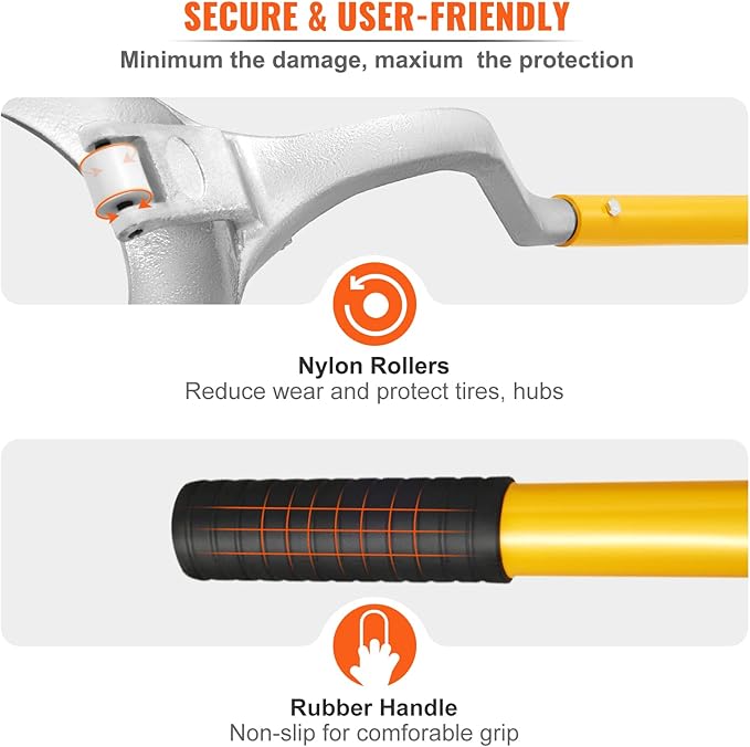 VEVOR Steel Tire Mount Demount Tool 22.5" to 24.5" Semi Tire Changing Tool with Extra Bead Holder, Tubeless Truck Bead Breaker Manual Tire Changing Tools for Car Repairing (Yellow)